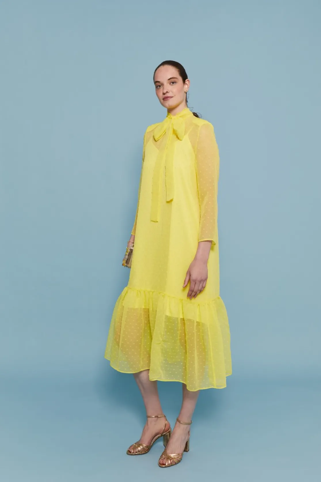 VESTIDO CLEOTEAMARILLO*Coosy Best Sale