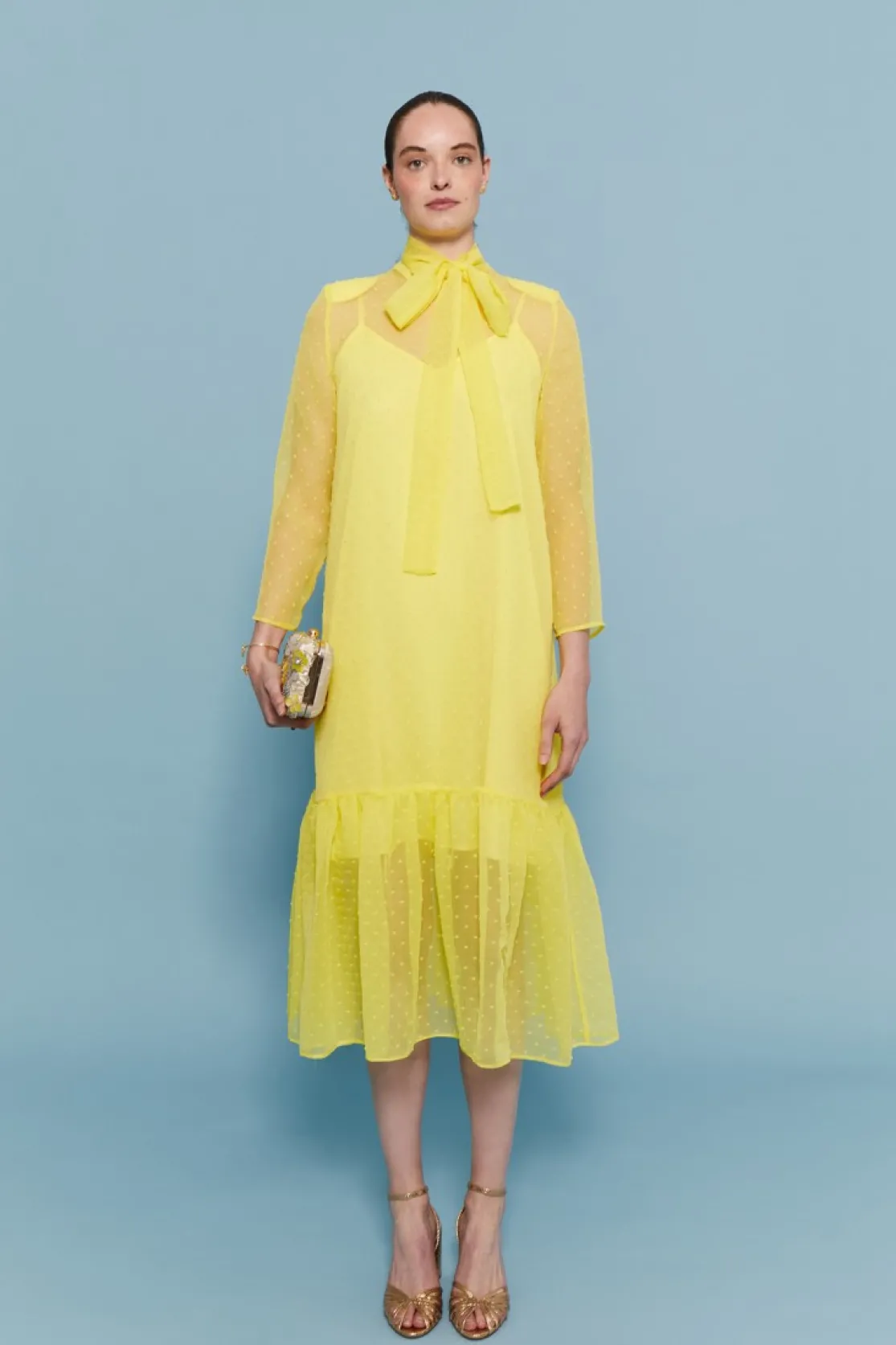 VESTIDO CLEOTEAMARILLO*Coosy Best Sale