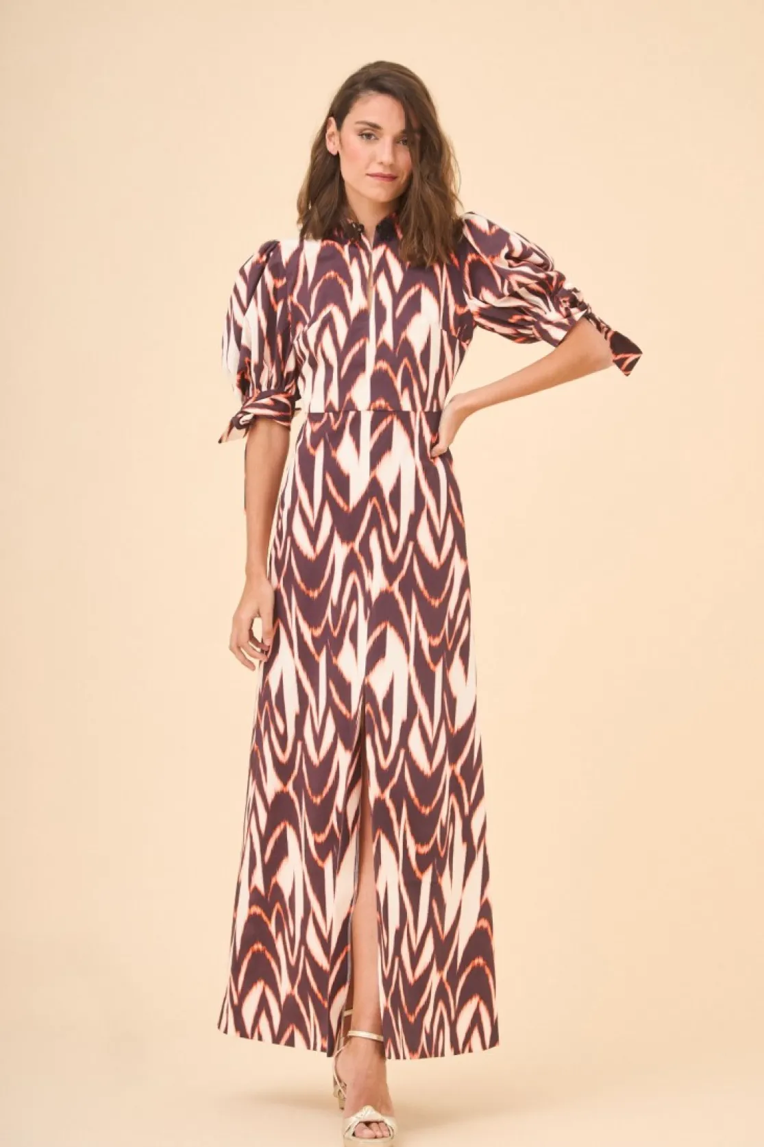 VESTIDO HERVAS NARANJA/BEIGE*Coosy Shop